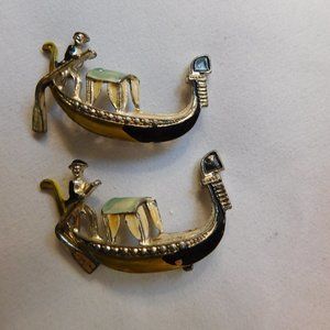 Venice Gondola Brooch Pins Lot of 2 Vintage